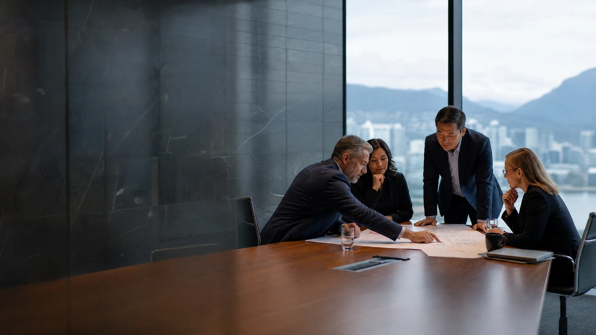 Business leaders working together in a Vancouver office